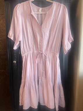 Love Lilac Mini Dress with Lace Accents